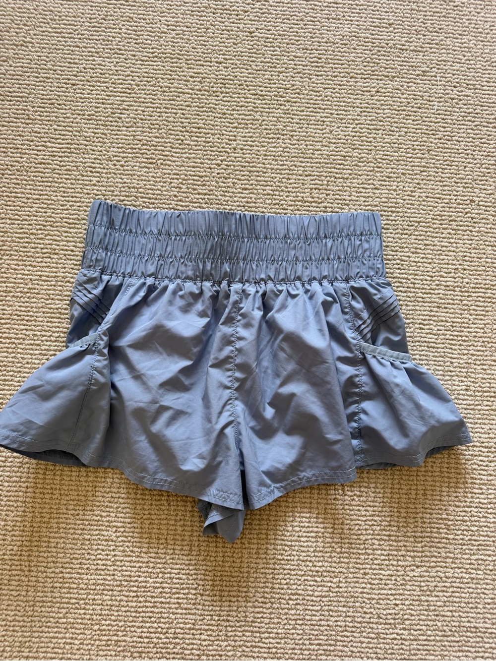 FP Movement by Free People Dusty Blue Athletic Shorts with Flared Hem